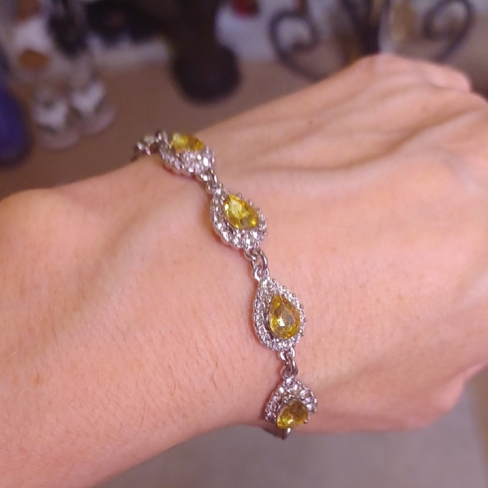 New Charter Club Silver Bracelet with Yellow Accents